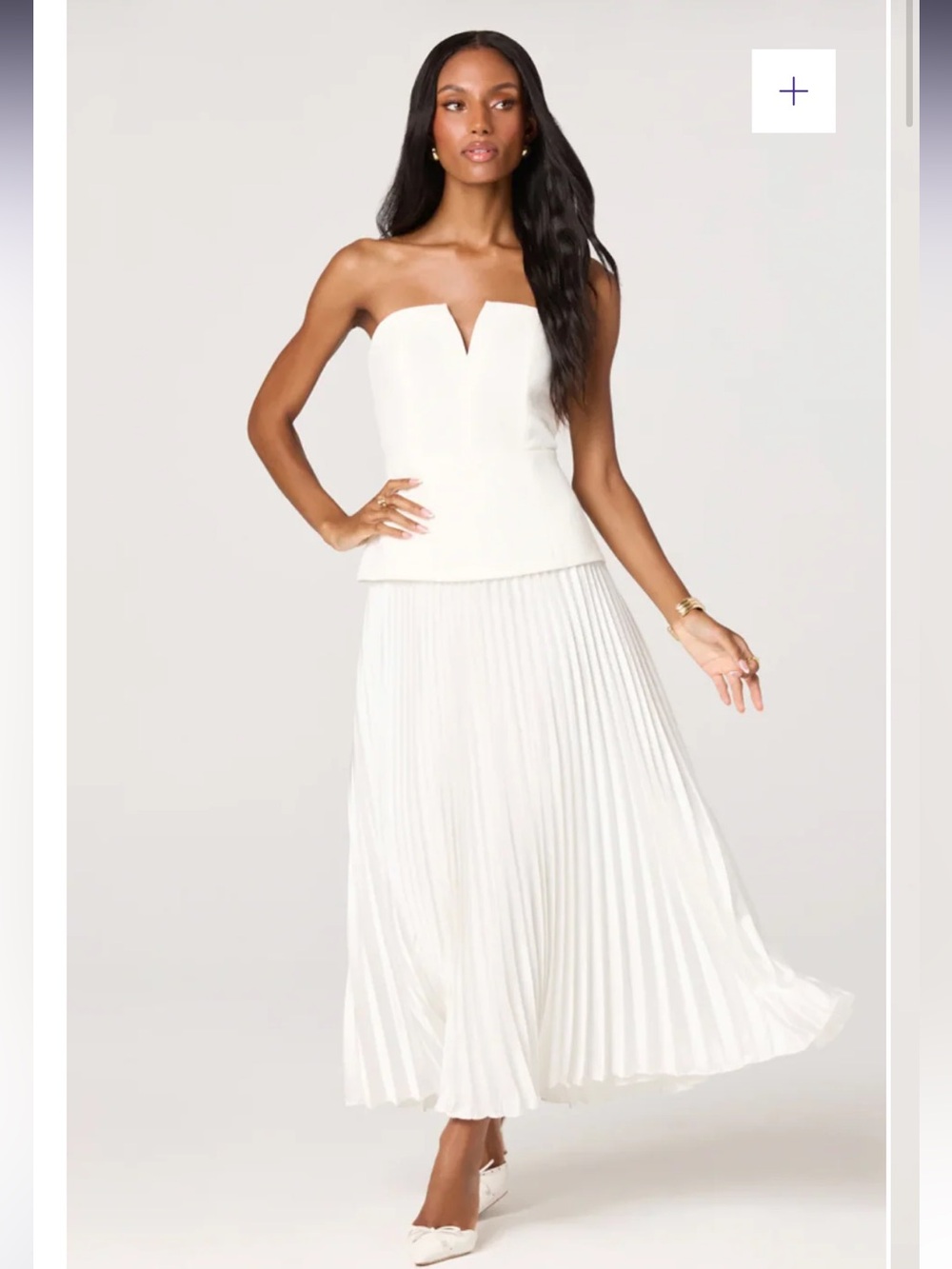 astr the label aryana white strapless pleated maxi bridal dress size small NEW